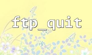 FTP_QUIT 실행 후 FTP 서버가 연결되어있는 이유는 무엇입니까?