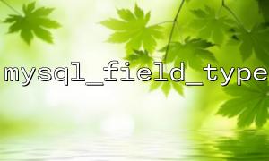 MySQL_FIELD_TYPE 필드 유형을 얻을 때 일반적인 함정